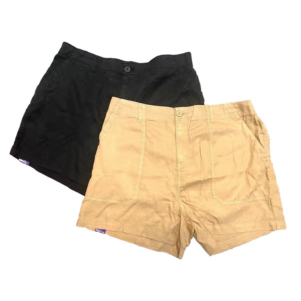NWT $88 Social Standard Sanctuary Women's XXL Tencel Shorts 2 PAIR! TAN BLACK